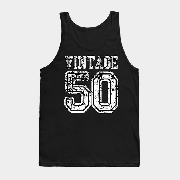 Vintage 50 2050 1950 T-shirt Birthday Gift Age Year Old Boy Girl Cute Funny Man Woman Jersey Style Tank Top by arcadetoystore